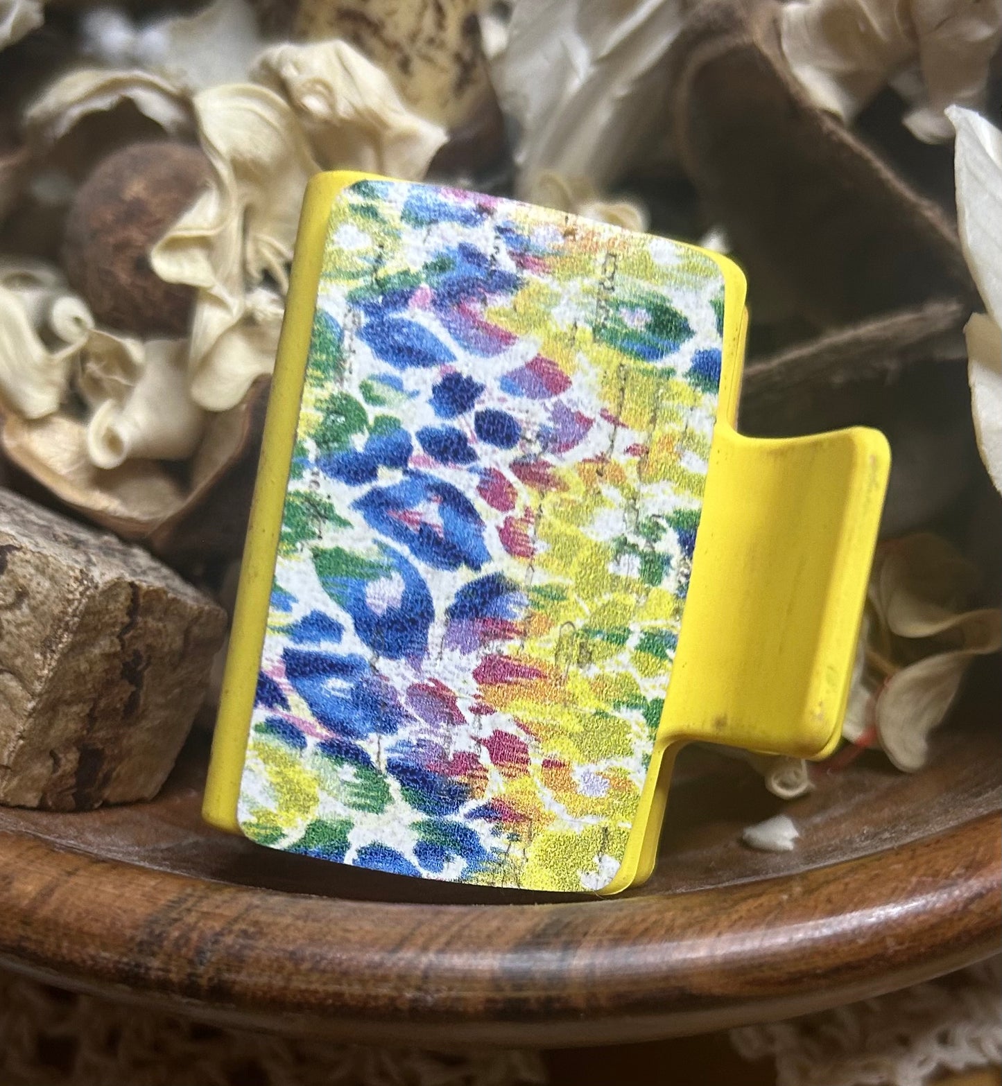 Colorful Animal Print Leather Hair Claw Clip – Yellow – Small 2"