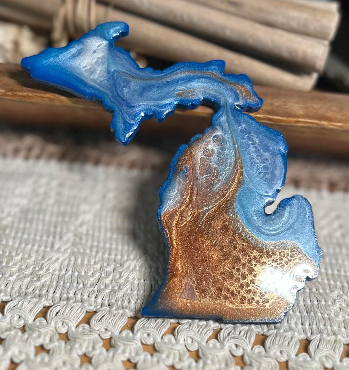 Michigan Resin Magnet – Sand, Water & Waves (3.5") - #38