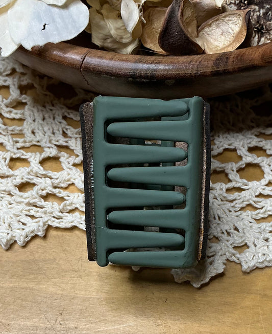 Leaves Leather Hair Clip - Small 2"