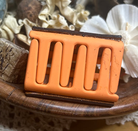 Animal Print & Orange Sunflower Leather Hair Claw Clip – Small 2"