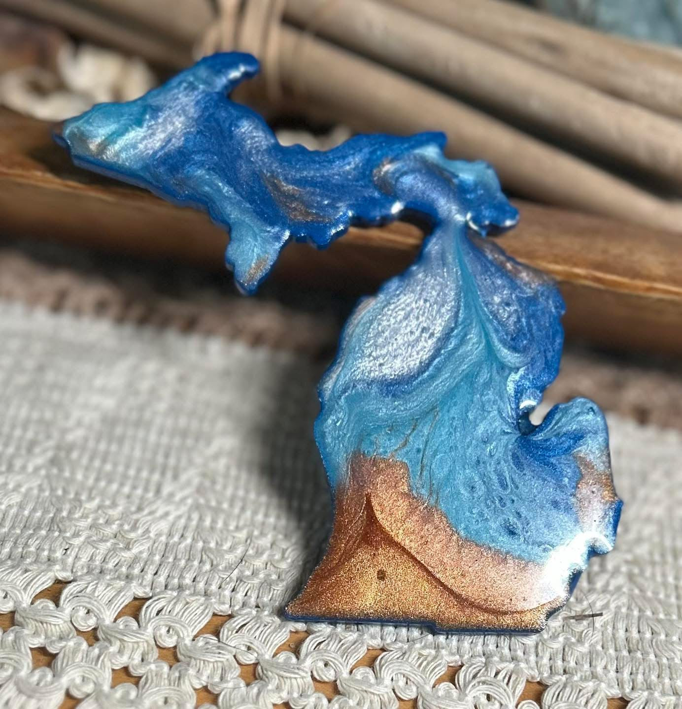 Michigan Resin Magnet – Sand, Water & Waves (3.5") - #37