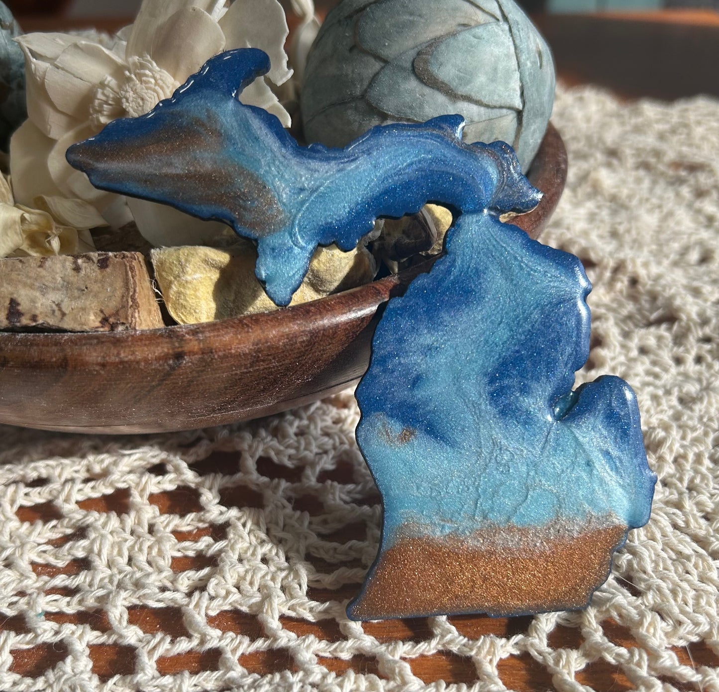 Michigan Resin Magnet – Sand, Water & Waves (3.5") - #64