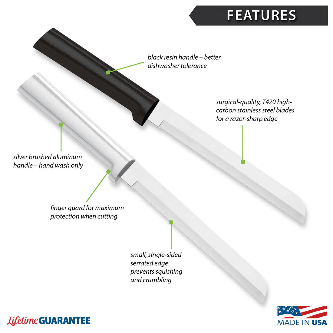 6" Bread Knife - Silver Handle Rada