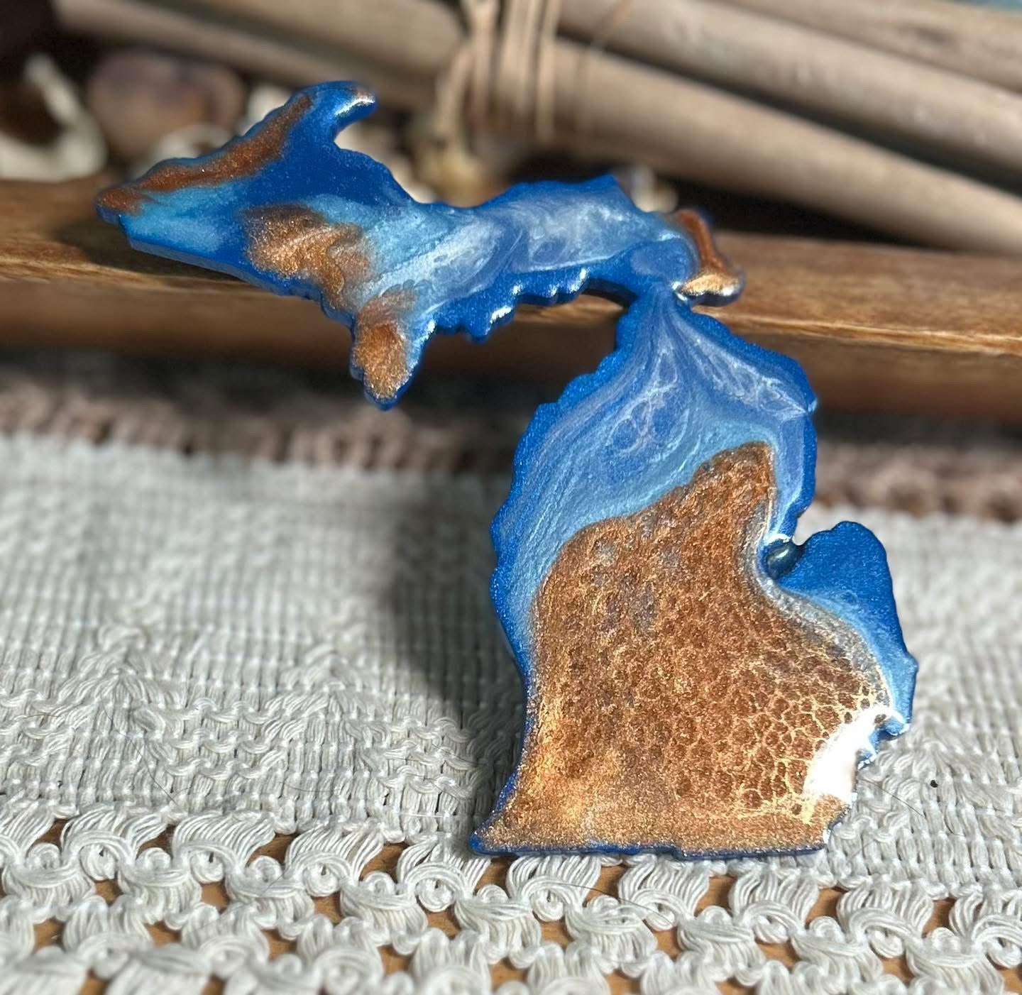 Michigan Resin Magnet – Sand, Water & Waves (3.5") - #22