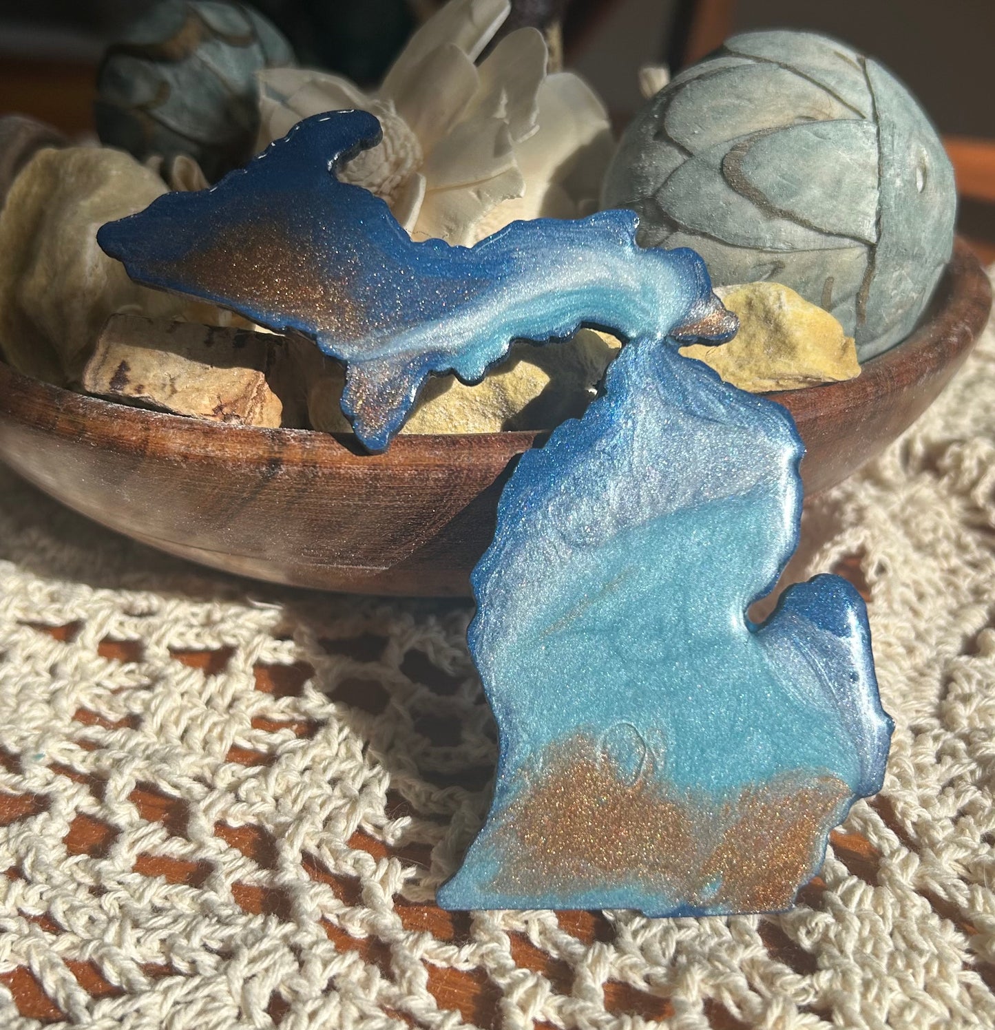 Michigan Resin Magnet – Sand, Water & Waves (3.5") - #57