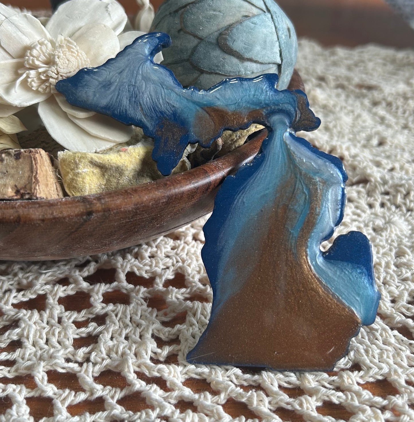 Michigan Resin Magnet – Sand, Water & Waves (3.5") - #82