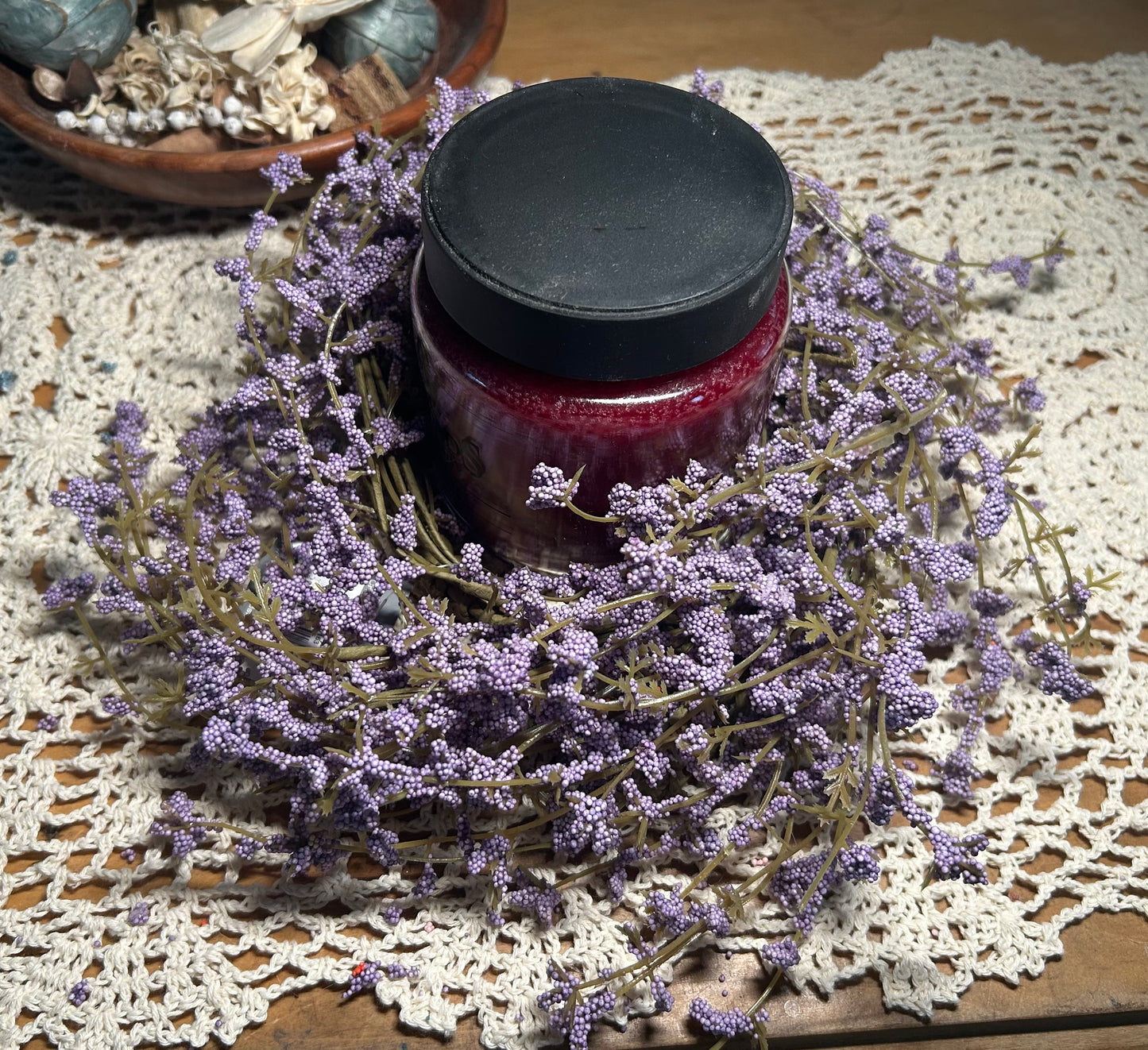 Small Purple Wildflower Candle Ring – 12”