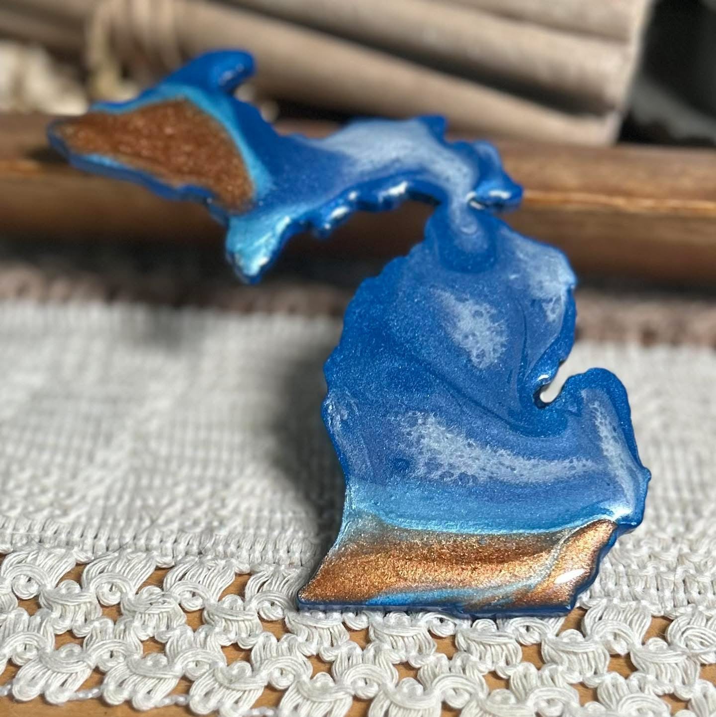 Michigan Resin Magnet – Sand, Water & Waves (3.5") - #9