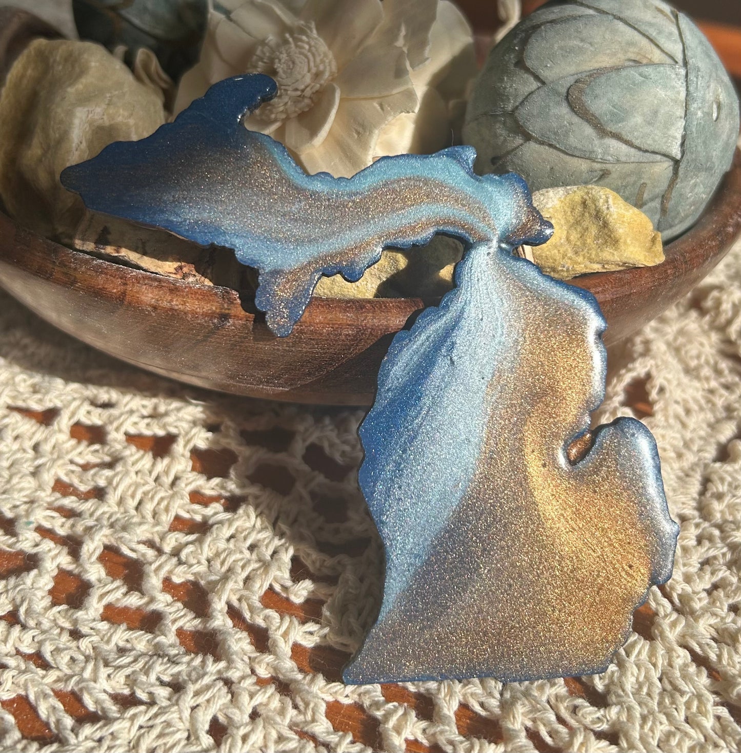 Michigan Resin Magnet – Sand, Water & Waves (3.5") - #59
