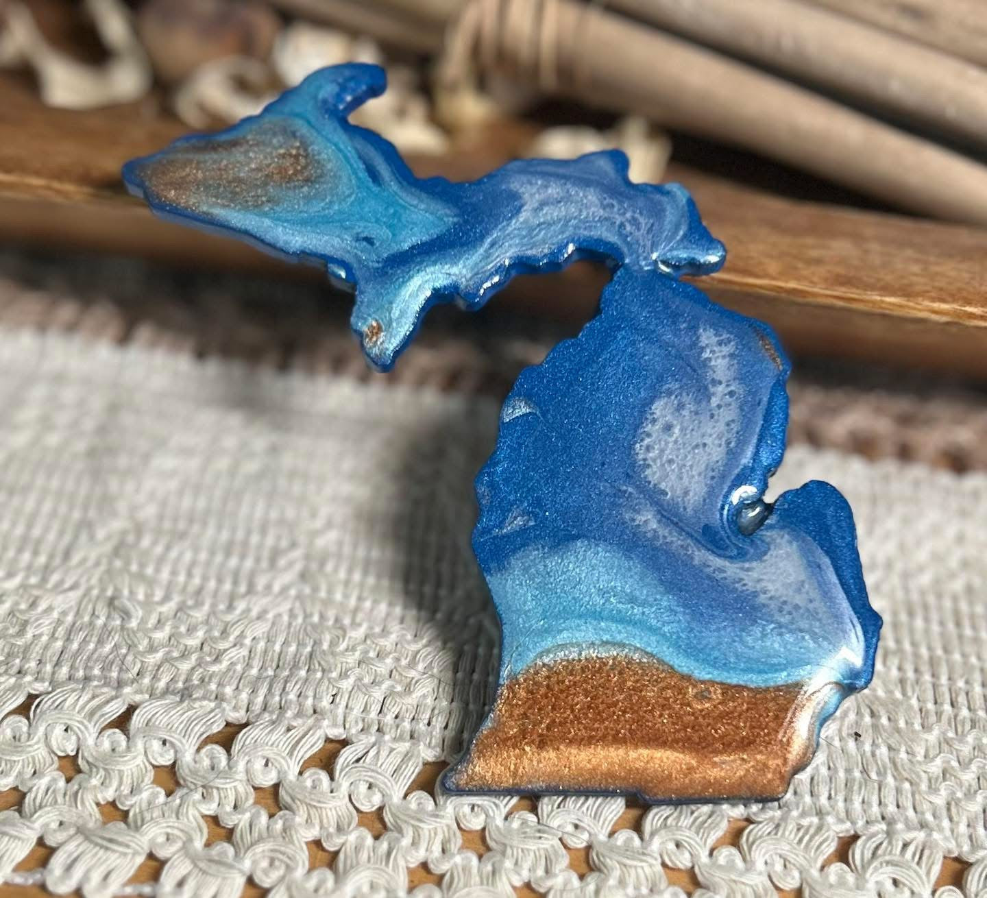 Michigan Resin Magnet – Sand, Water & Waves (3.5") - #32