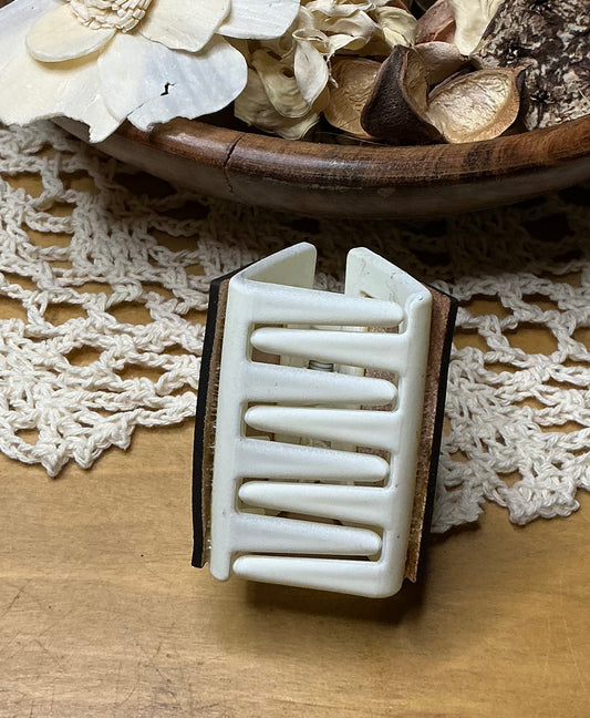 Butterfly Engraved Leather Hand Painted Hair Clip - Small 2"