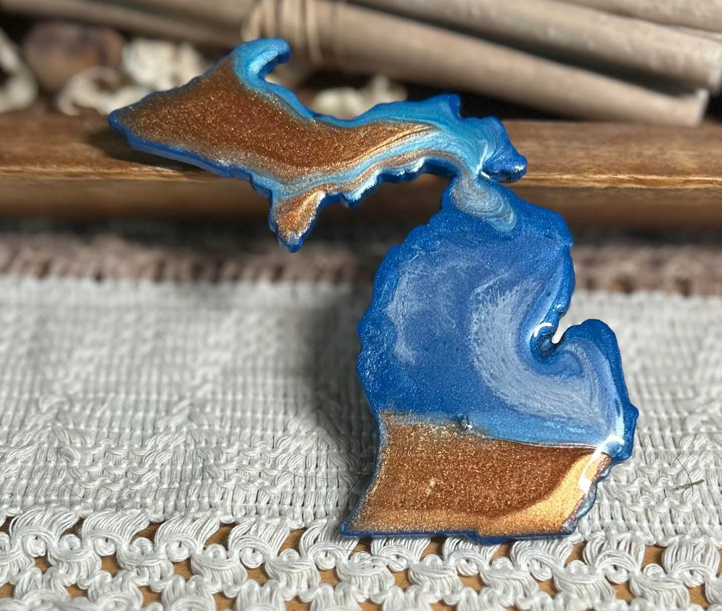 Michigan Resin Magnet – Sand, Water & Waves (3.5") - #26