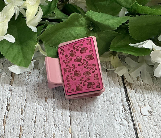 Pink Floral Hair Claw Clip - Small 2"