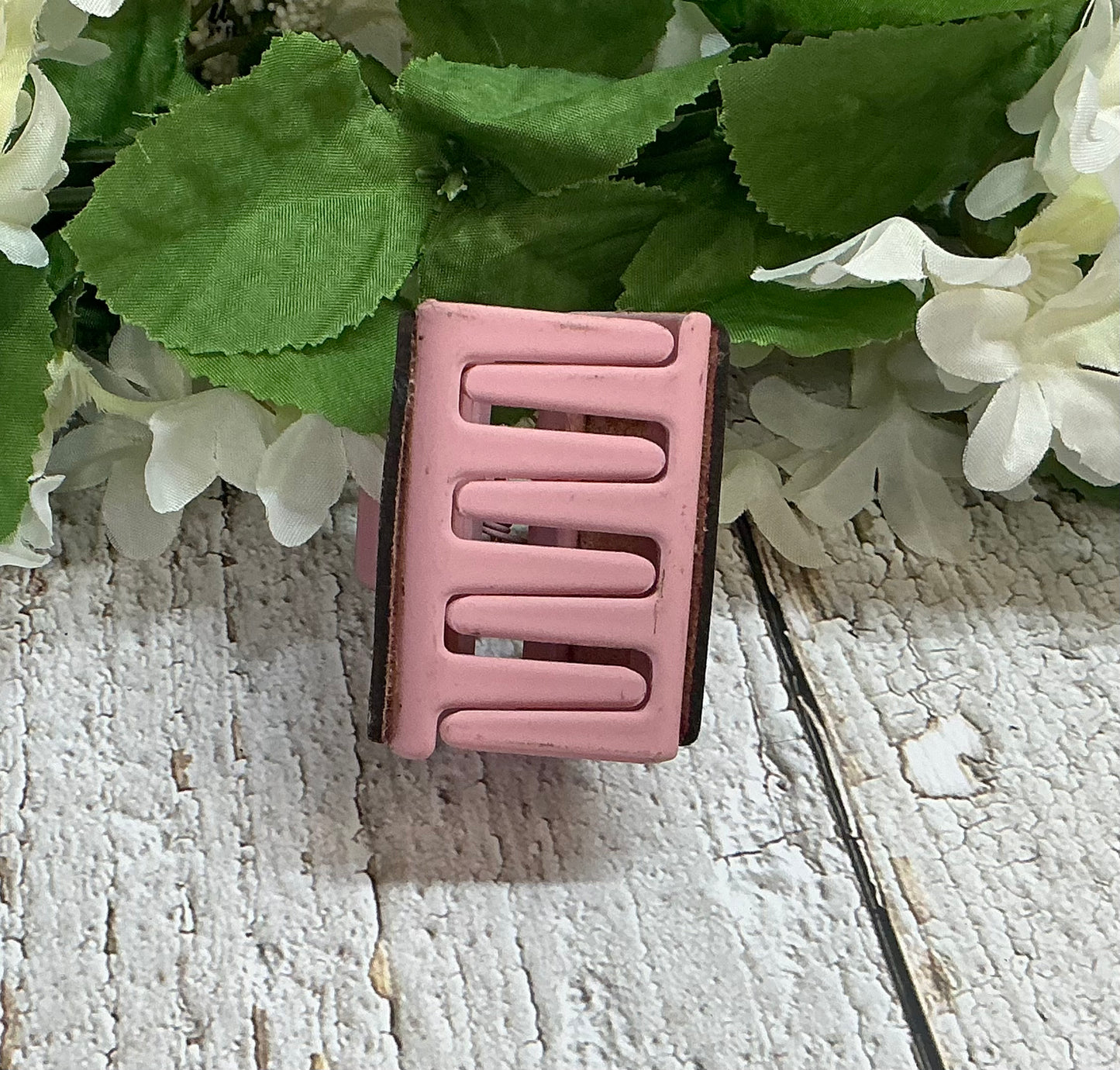 Pink Floral Hair Claw Clip - Small 2"