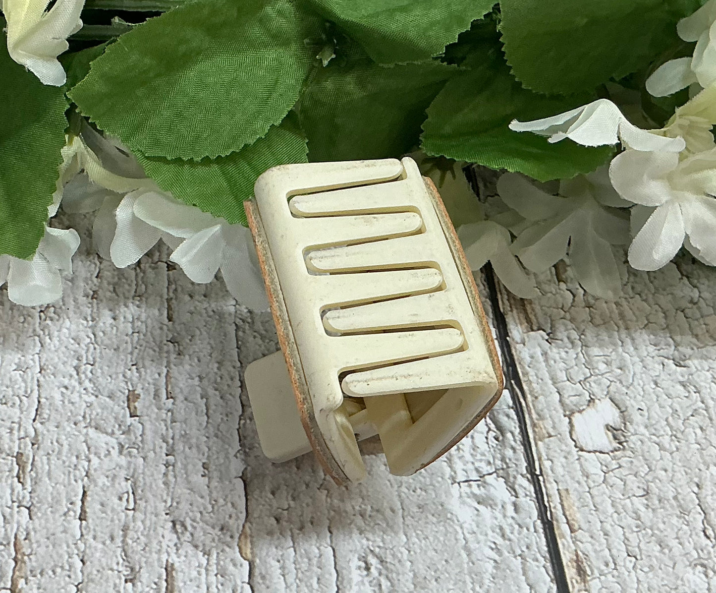 Rainbow Cheetah Print Leather on Cream Hair Claw Clip - Small 2"
