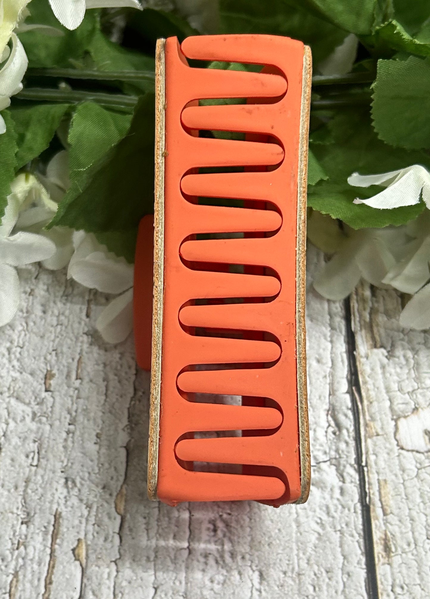 Cheetah Print and Basketball Leather Orange Hair Claw Clip - Large 4"