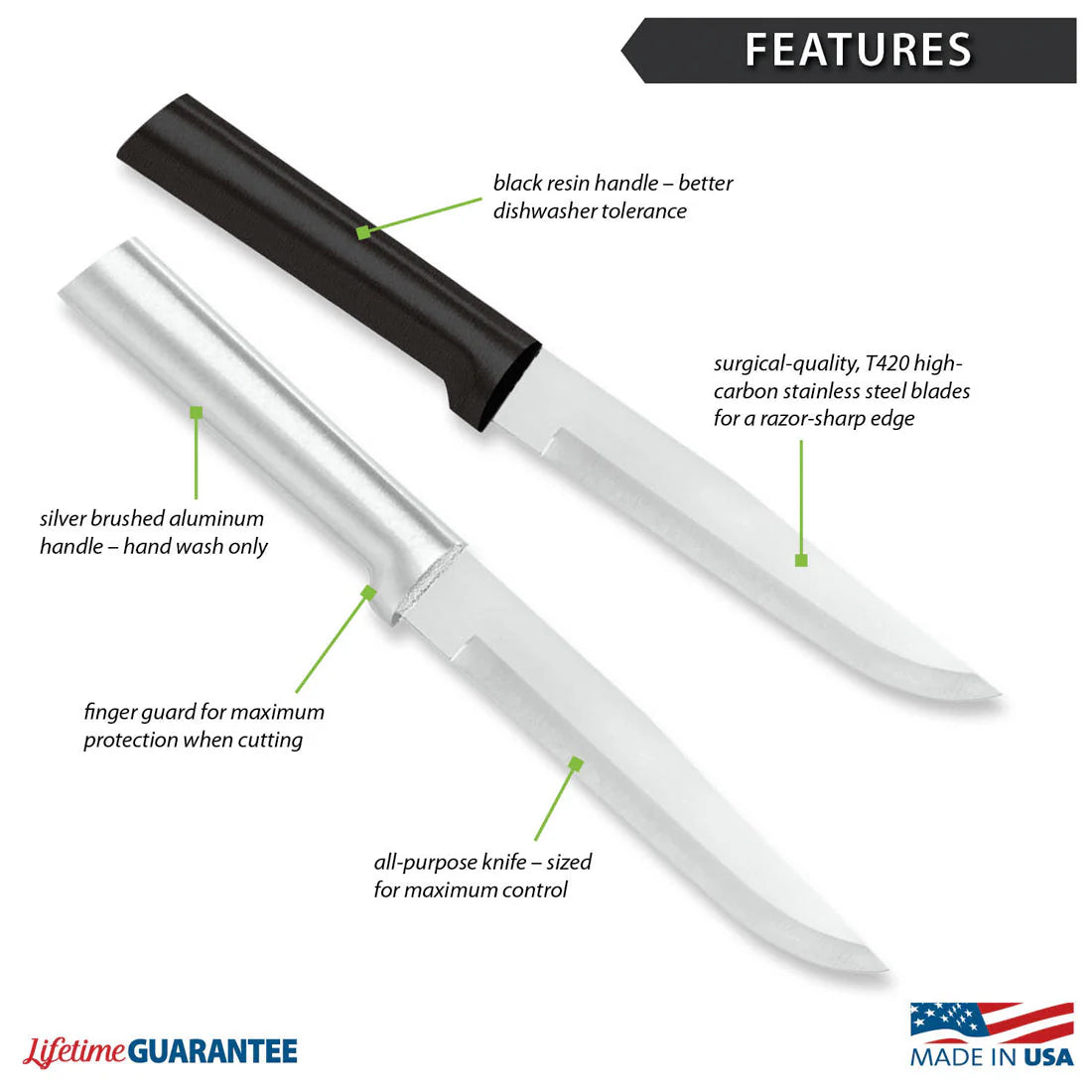 Stubby Butcher Knife - Black Handle Rada