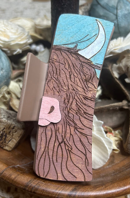 Wooden 3D Highland Cow Hair Claw Clip – 4"