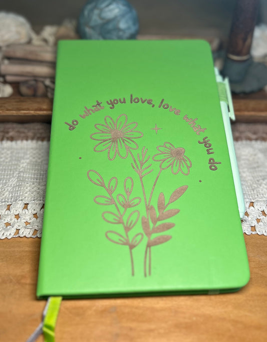 Do What You Love, Love What You Do Flower Bouquet Notebook Journal - Green