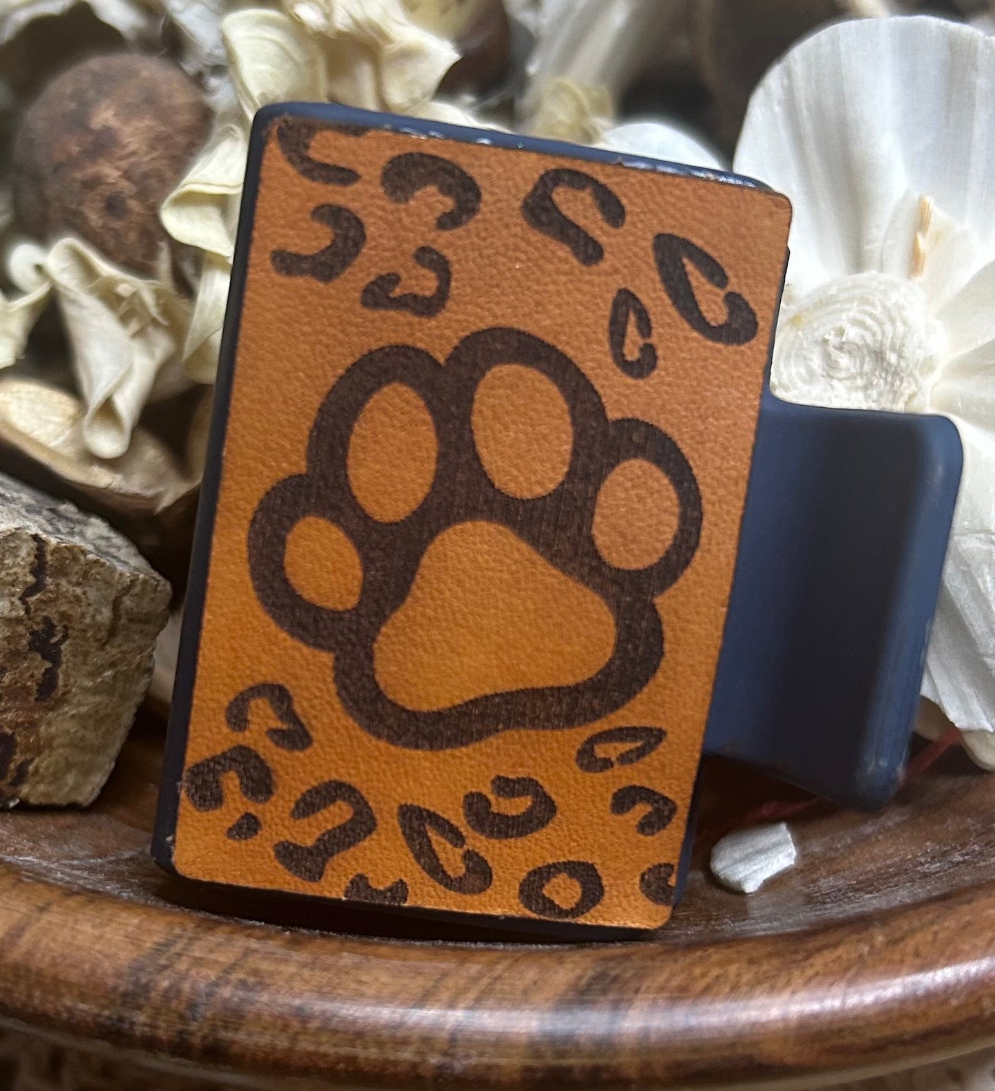 Paw Print & Animal Print Leather Hair Claw Clip – Small 2"