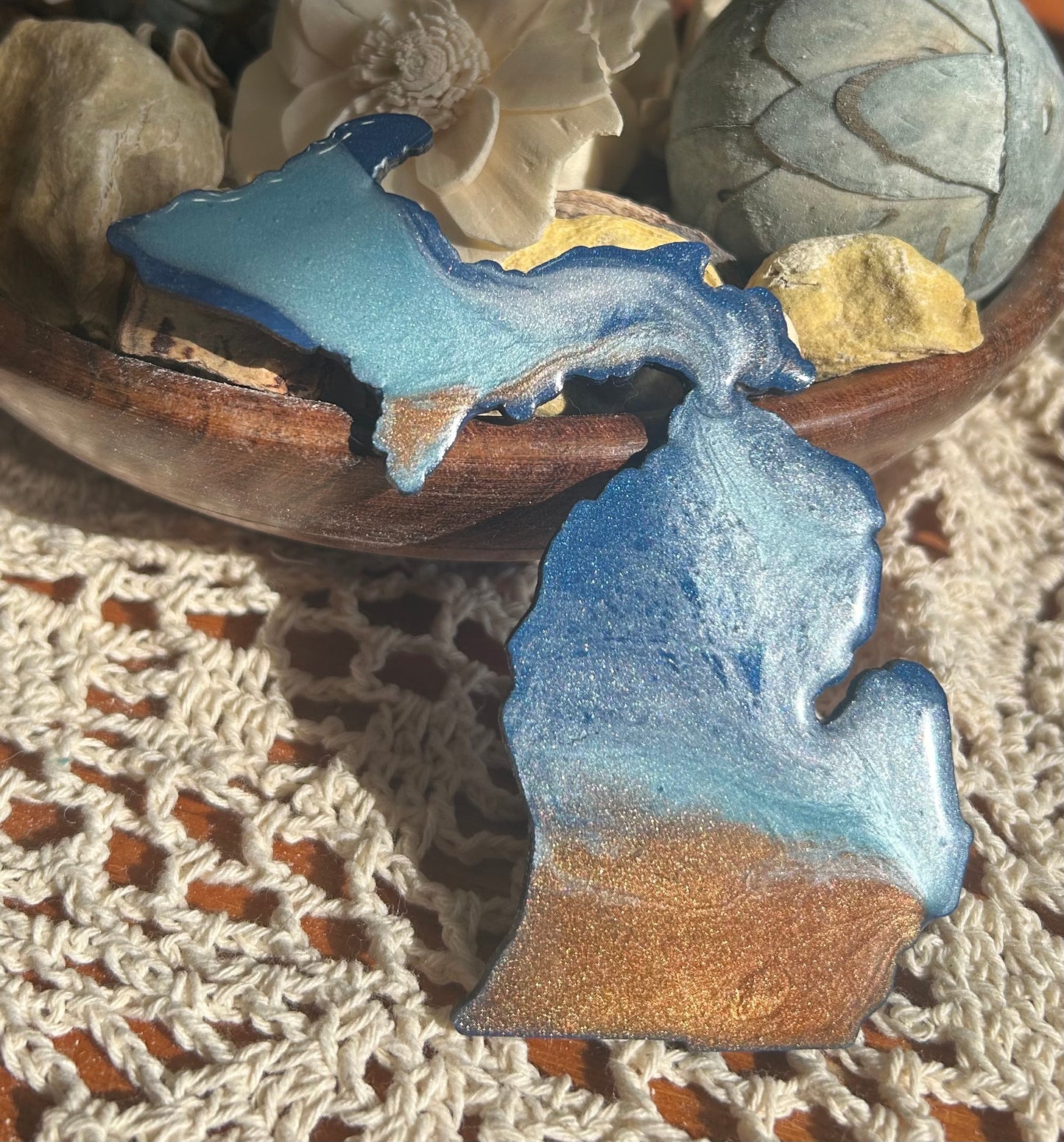 Michigan Resin Magnet – Sand, Water & Waves (3.5") - #61