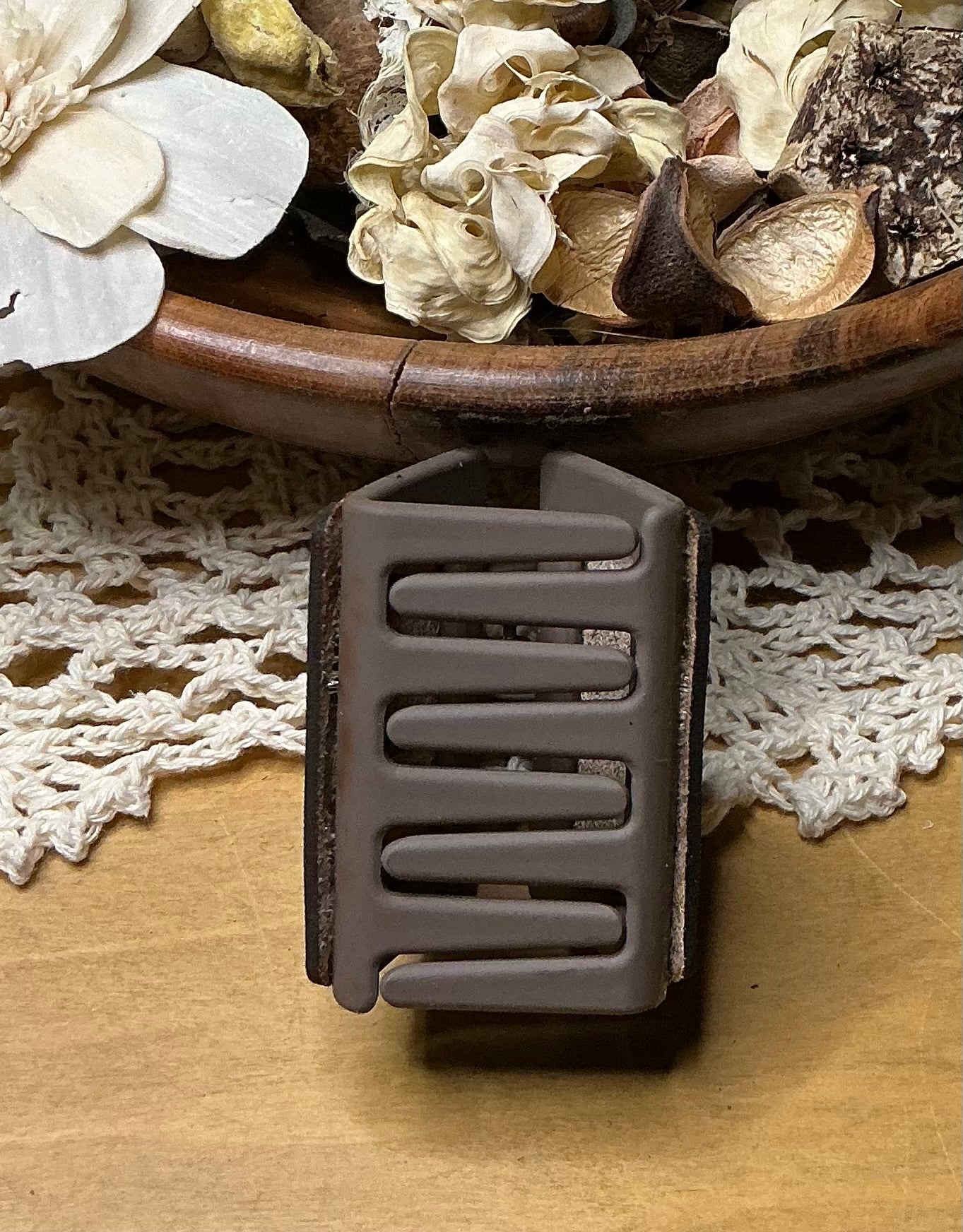 Aztec Design Leather Hair Clip - Small 2"