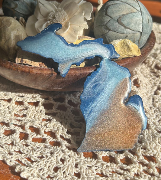 Michigan Resin Magnet – Sand, Water & Waves (3.5") - #49