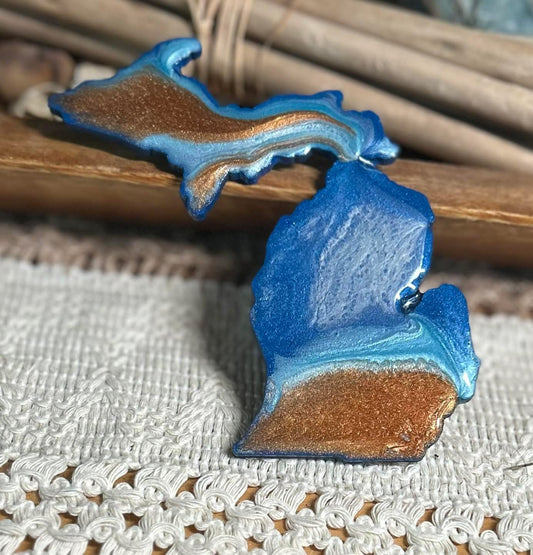 Michigan Resin Magnet – Sand, Water & Waves (3.5") - #36