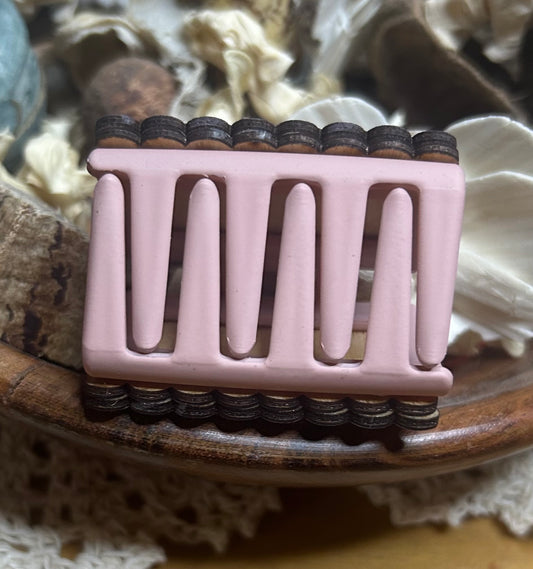 #1 Teacher 3D Wood Hair Claw Clip – Pencil Bow – Small 2"