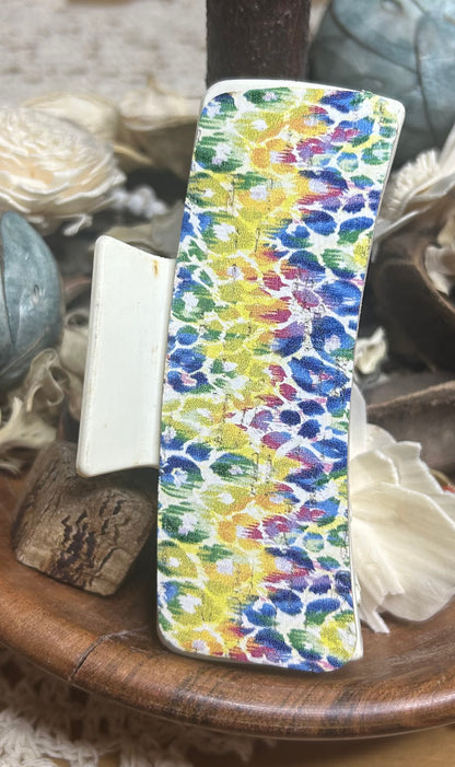 Rainbow Animal Print Leather Hair Claw Clip – 4"