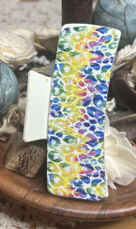 Rainbow Animal Print Leather Hair Claw Clip – 4"