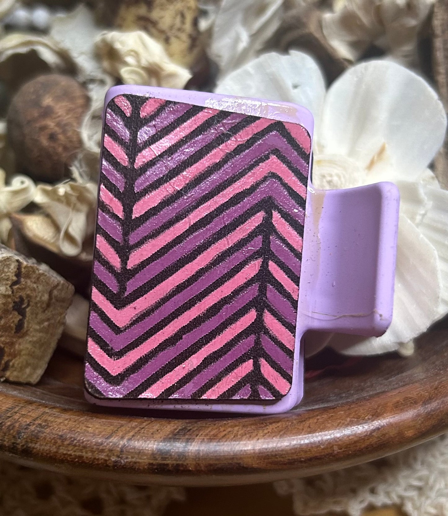 Purple & Pink Chevron Leather Hair Claw Clip – Small 2"