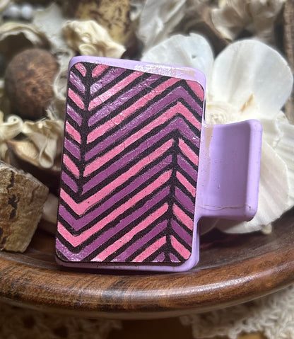 Purple & Pink Chevron Leather Hair Claw Clip – Small 2"