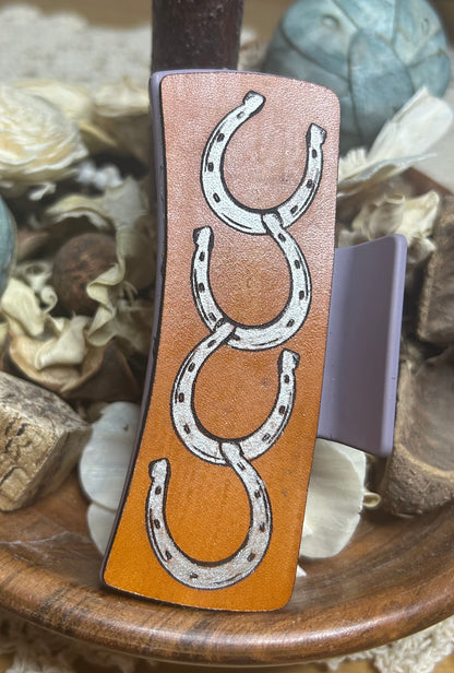 Horseshoe Leather Hair Claw Clip – 4"