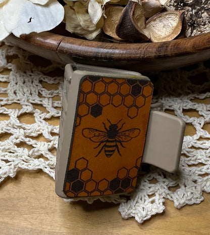 Honeycomb Bee Leather Hair Clip - Small 2"