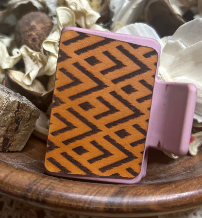 Geometric Pattern Leather Hair Claw Clip – Small 2"