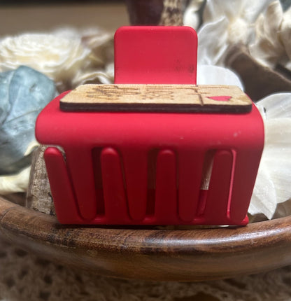 Nurse Life Wood Hair Claw Clip – Small 2" (Red)