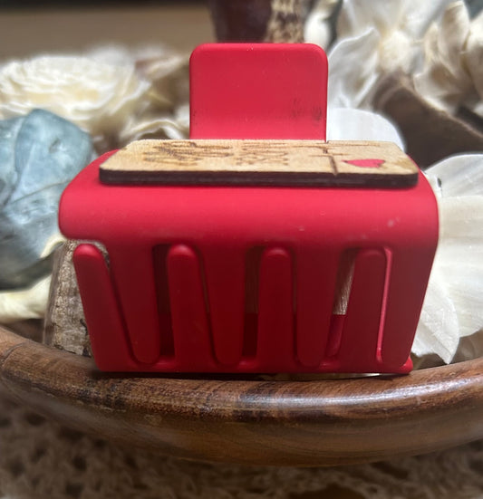 Nurse Life Wood Hair Claw Clip – Small 2" (Red)