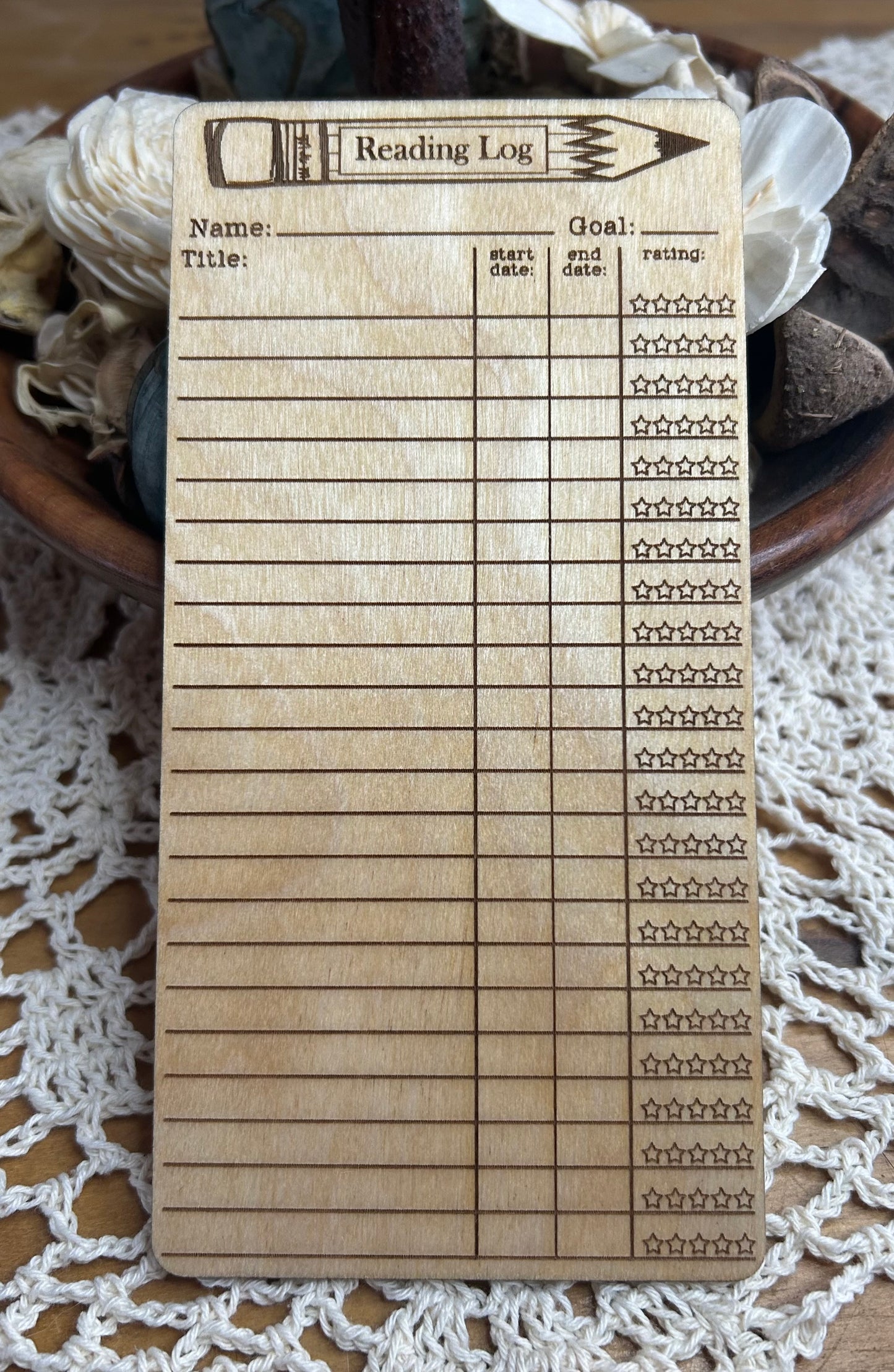 Reading Log - Engraved Pencil
