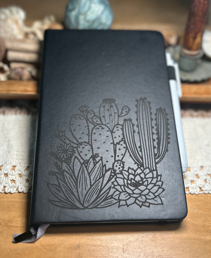 Cactus Succulent Notebook Journal - Black
