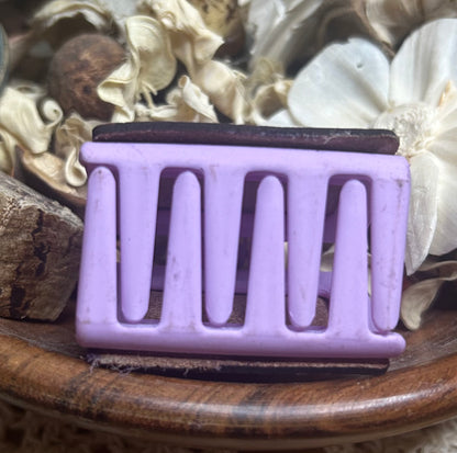 Purple Geometric Quilted-Style Leather Hair Claw Clip – Small 2"