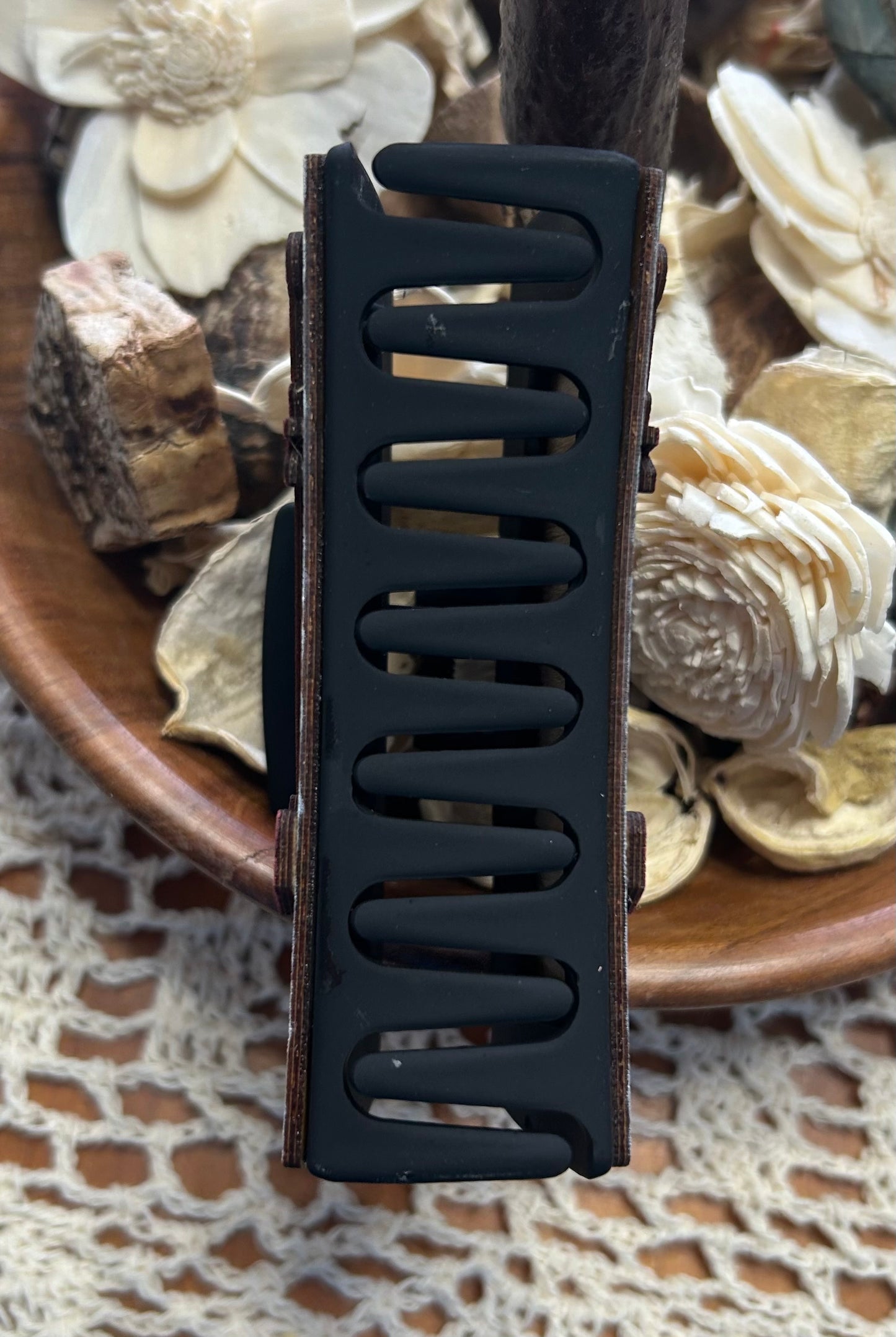 Wooden 3D Baseball Hair Claw Clip – 4"
