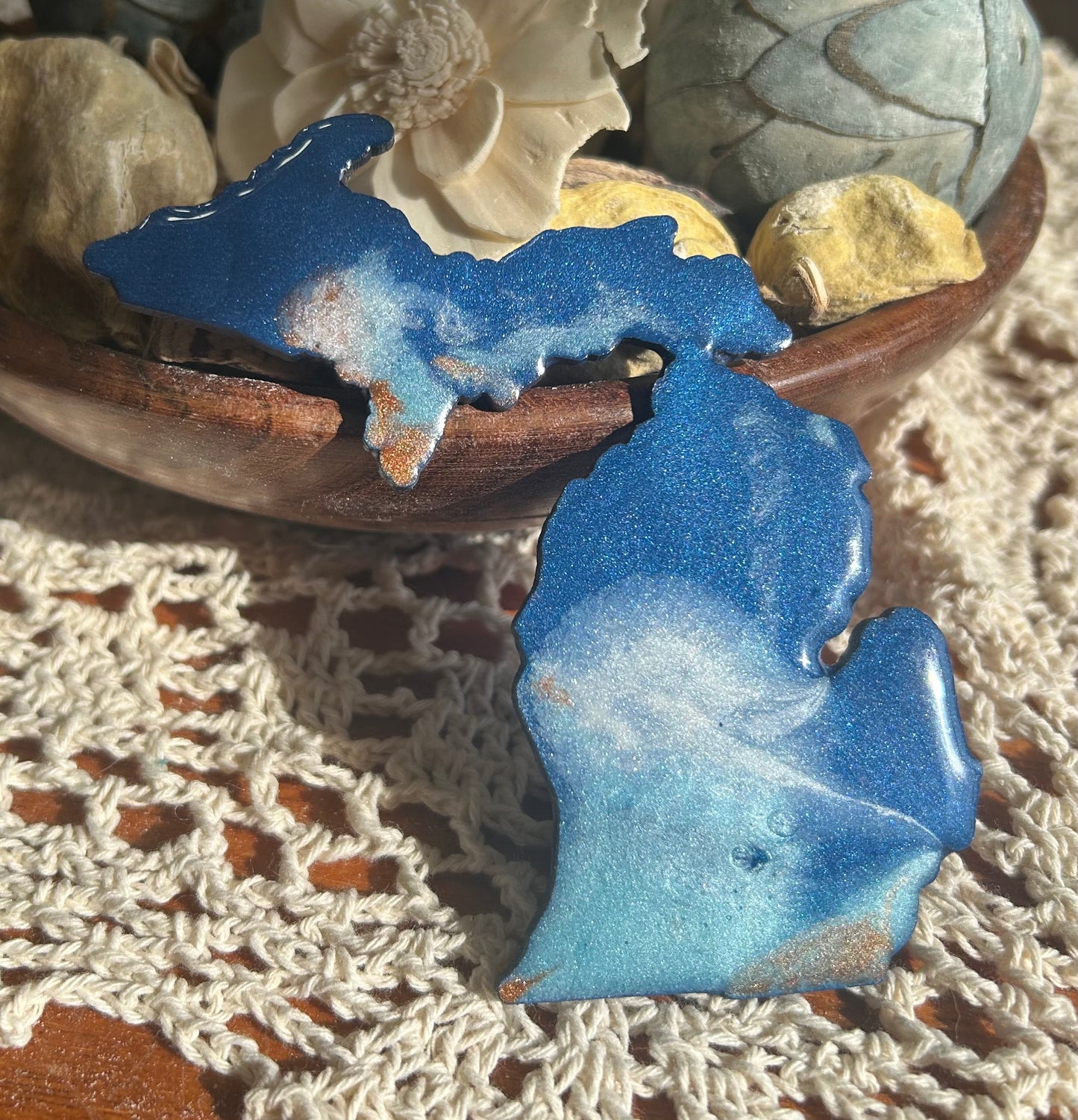Michigan Resin Magnet – Sand, Water & Waves (3.5") - #54