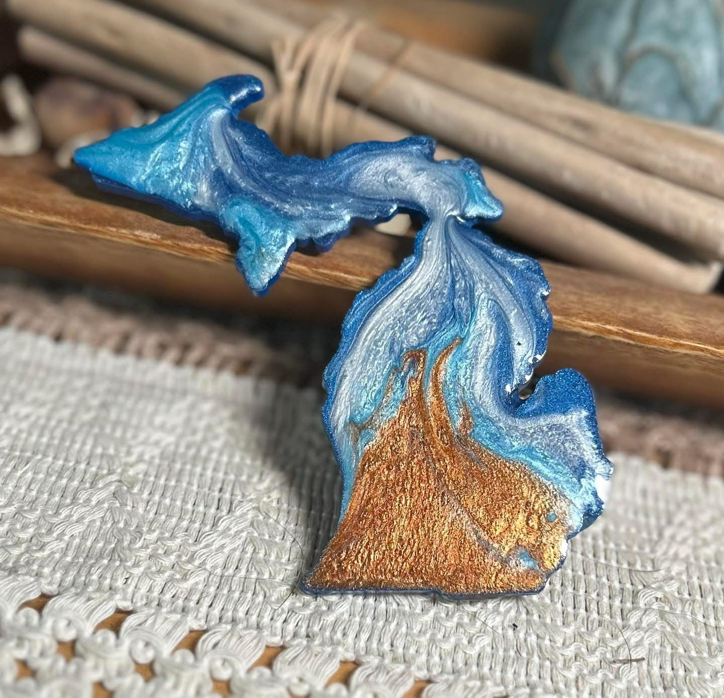Michigan Resin Magnet – Sand, Water & Waves (3.5") - #33