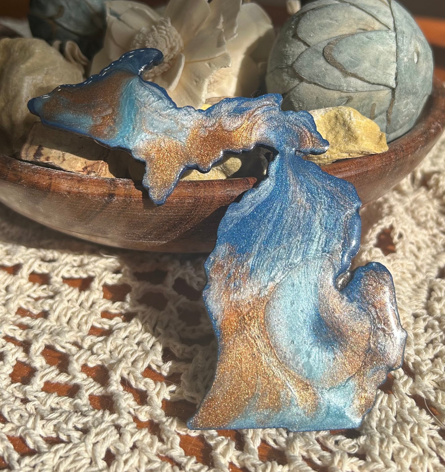 Michigan Resin Magnet – Sand, Water & Waves (3.5") - #58