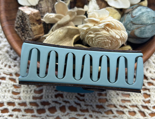 Wooden 3D Book Worm Hair Claw Clip – 4"