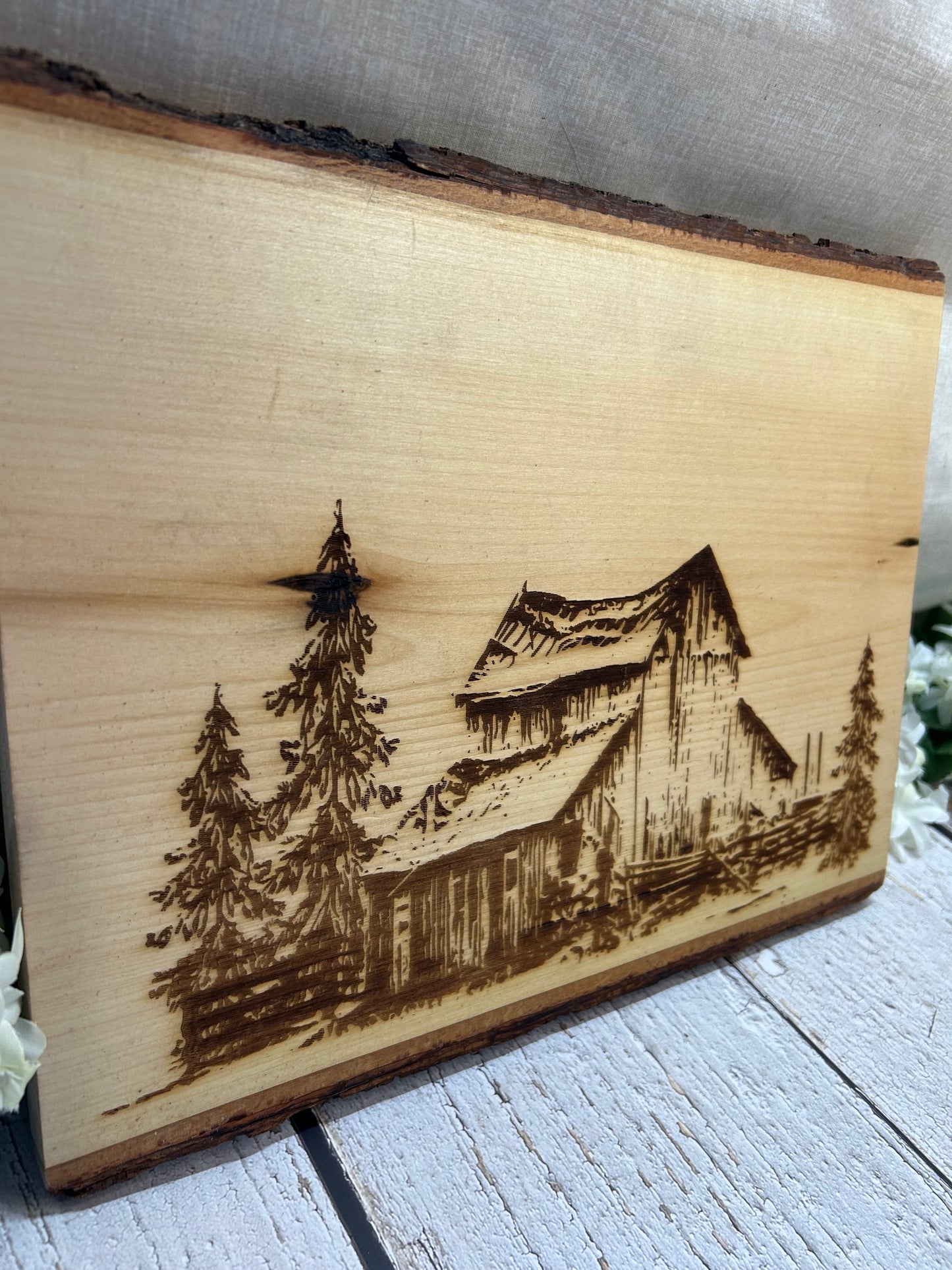 Raw Edge Barn Engraved Board