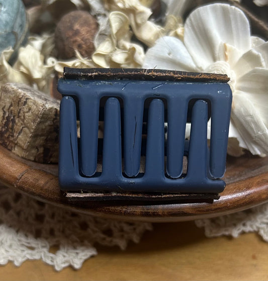 Blue Glitter Animal Print Cross Leather Hair Claw Clip – Small 2"