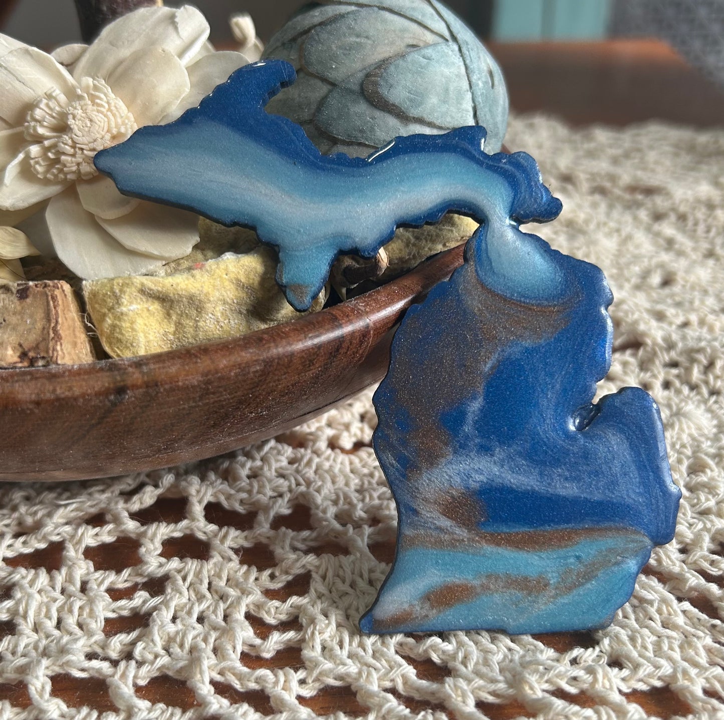 Michigan Resin Magnet – Sand, Water & Waves (3.5") - #74