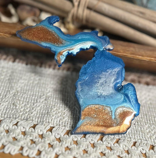 Michigan Resin Magnet – Sand, Water & Waves (3.5") - #25